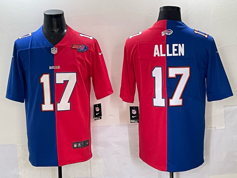 Men Buffalo Bills 17 Allen red blue Nike 2025 Limited NFL Jersey style 005